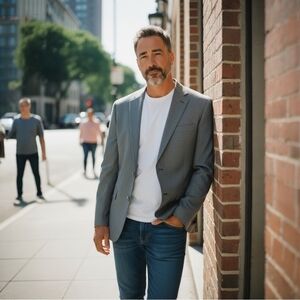 BOSCO UOMO Gray Wool Men’s Blazer Button Front Jacket Men’s Suit Jacket